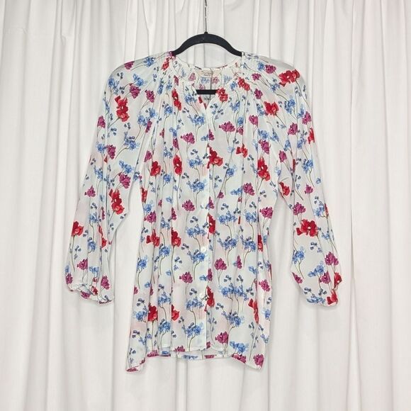 Tucker Classic Blouse English Garden Trilogy in Crepe de Chine Silk Top - Picture 1 of 8